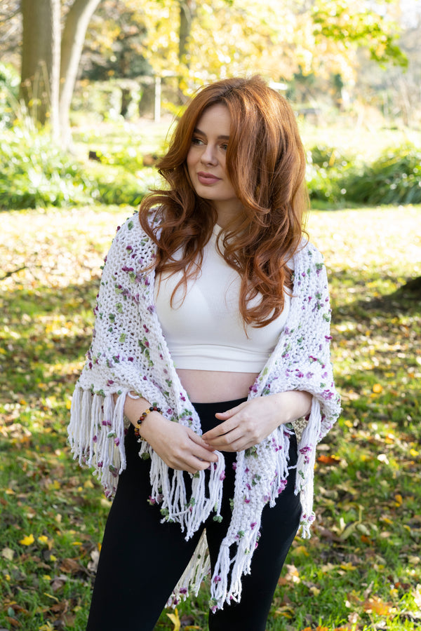 Knitted Floral Shawl